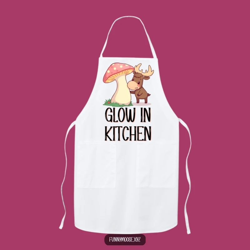 Funny Curious Moose Mushroom Apron - Enchanted Kitchen Fun, Great Funny Gift!