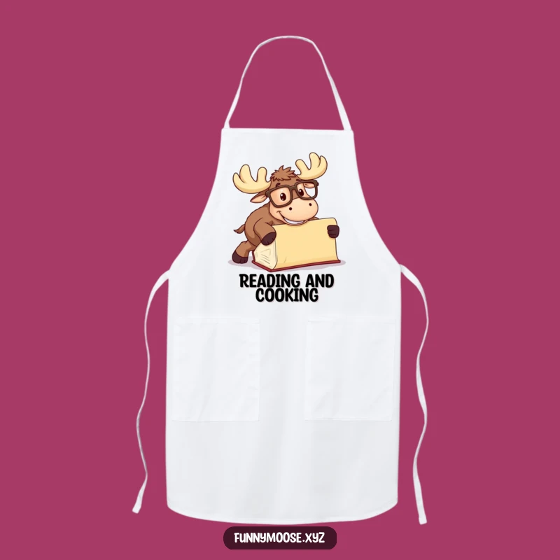 Funny Moose Apron: Goofy Glasses Book Chef Gift