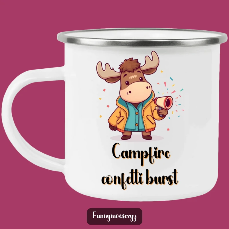 Funny Moose Confetti Cannon Camping Mug: Celebrate Outdoors with Flair