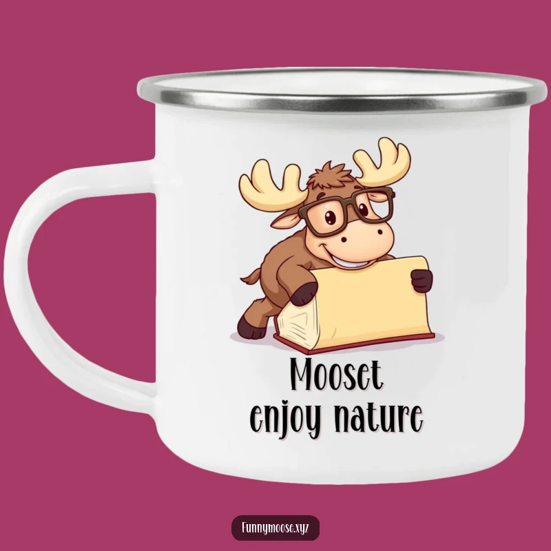 Funny Moose Camping Mug: Goofy Glasses Book Outdoor Gift