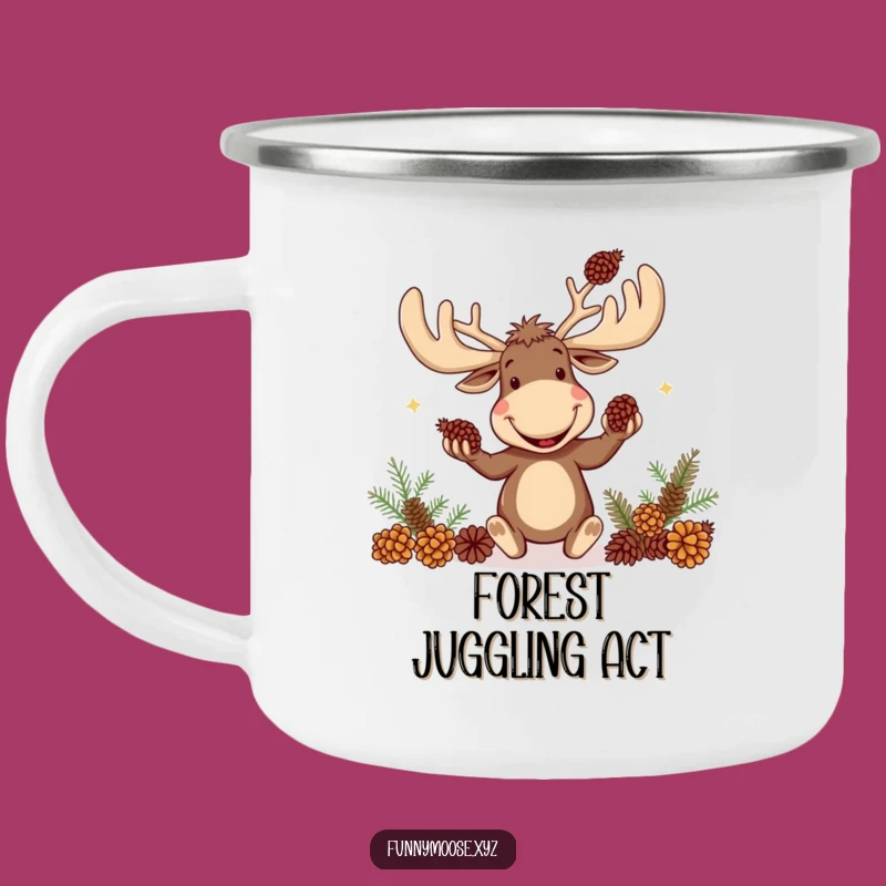 Funny Moose Camping Mug: Goofy Juggler, Adventure Fuel with Antlered Fun