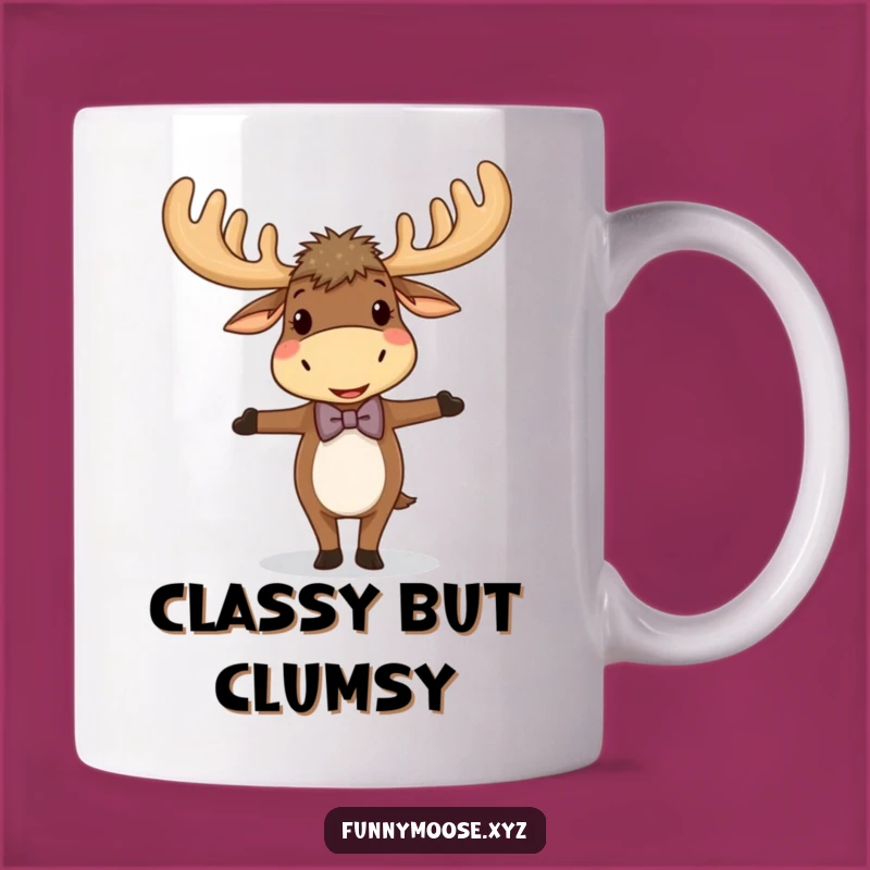 Funny Giggling Moose Bowtie Mug - Whimsical Antlered Moose, Perfect Funny Gift!