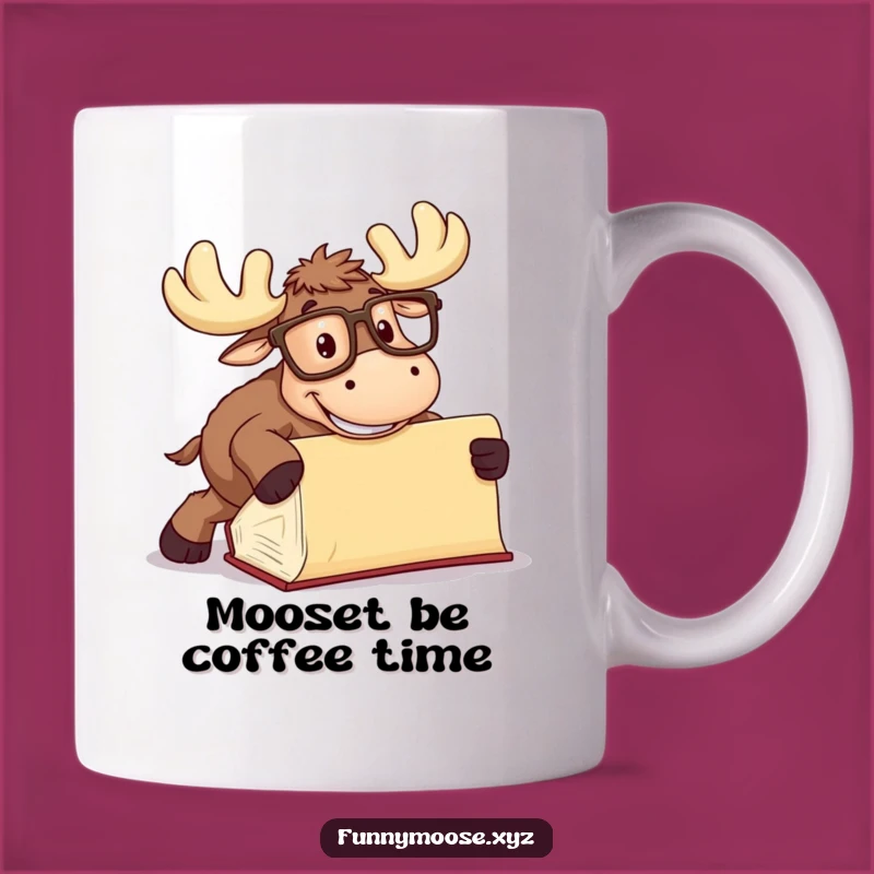 Funny Moose Mug: Goofy Glasses Tripping Book Gift for Bookworms