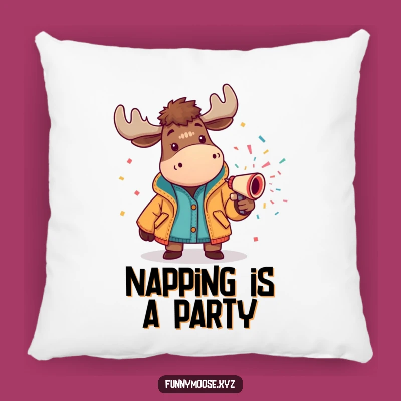 Funny Moose Confetti Cannon Pillow: Comfy Celebration Accent