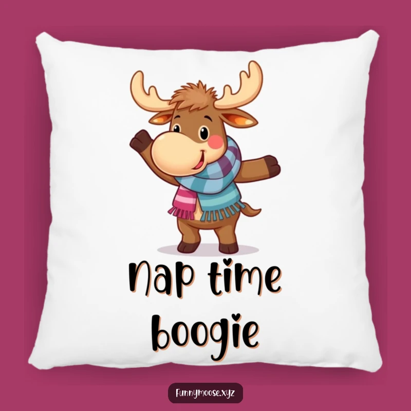 Funny Moose Pillow: Clumsy Dancer in Scarf, Comfy & Hilarious Decor!