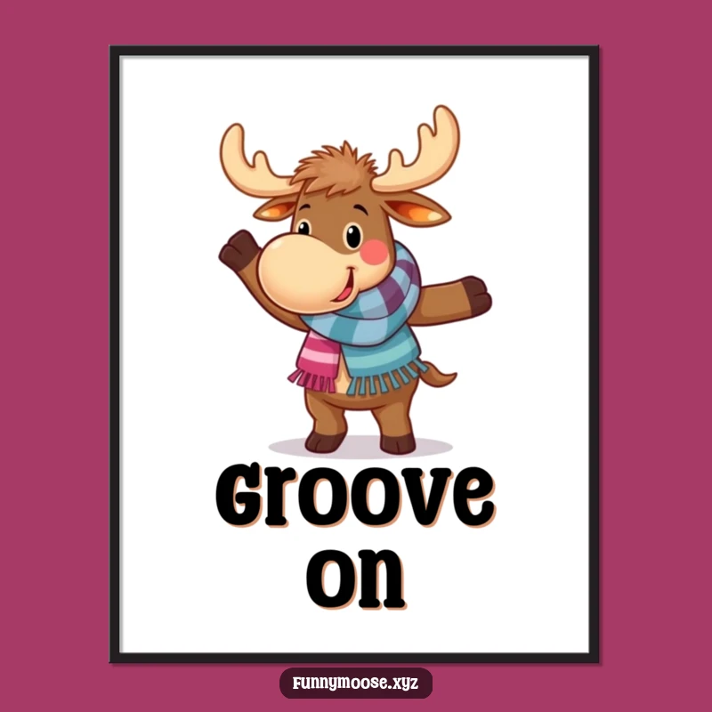 Funny Moose Wall Art: Clumsy Dancer in Scarf, Hilarious Digital Print!
