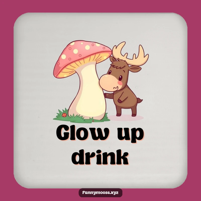 Funny Curious Moose Mushroom Coaster - Enchanted Surface Protection, Great Funny Gift!