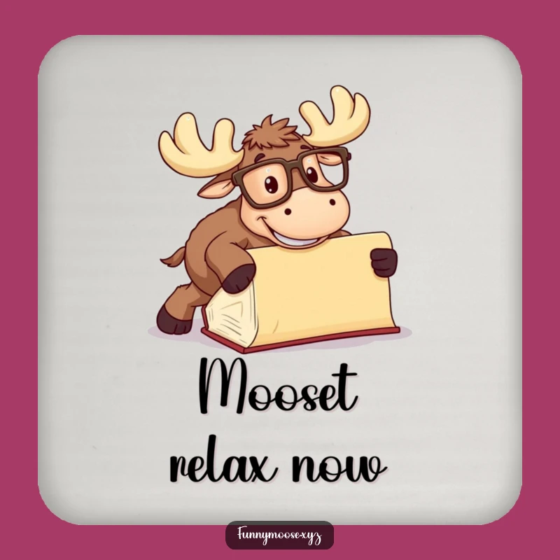 Funny Moose Coaster Set: Goofy Glasses Book Table Protector Gift