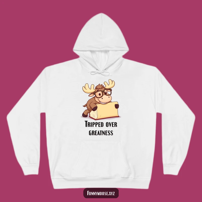 Cozy Funny Moose Hoodie: Goofy Glasses Book Comfort Gift