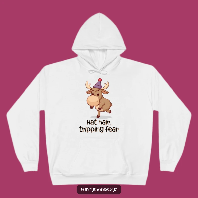Funny Moose Hoodie: Silly Tripper in Hat, Cozy Comfort for the Awkward