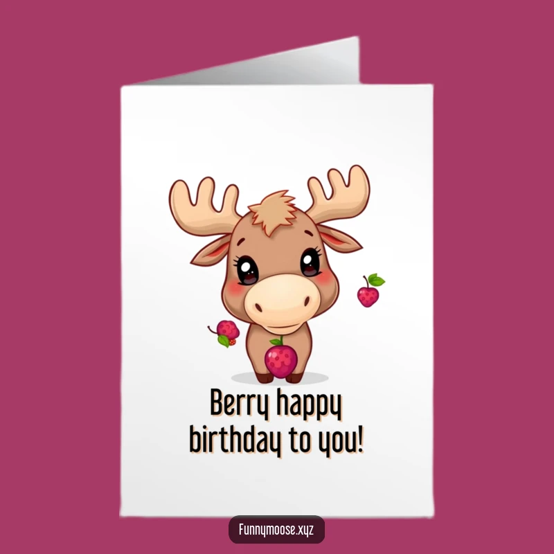 Free Printable Balancing Moose Birthday Card: Playful Eyes Funny Downloadable Gift
