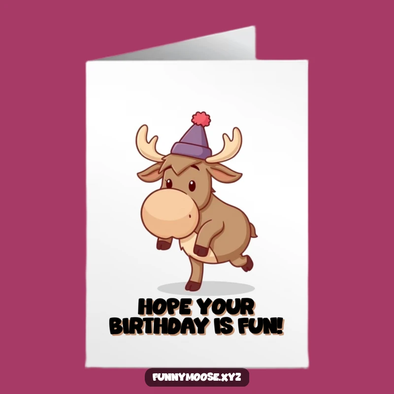 Free Printable Tripping Moose Birthday Card: Silly Hat Funny Downloadable Gift