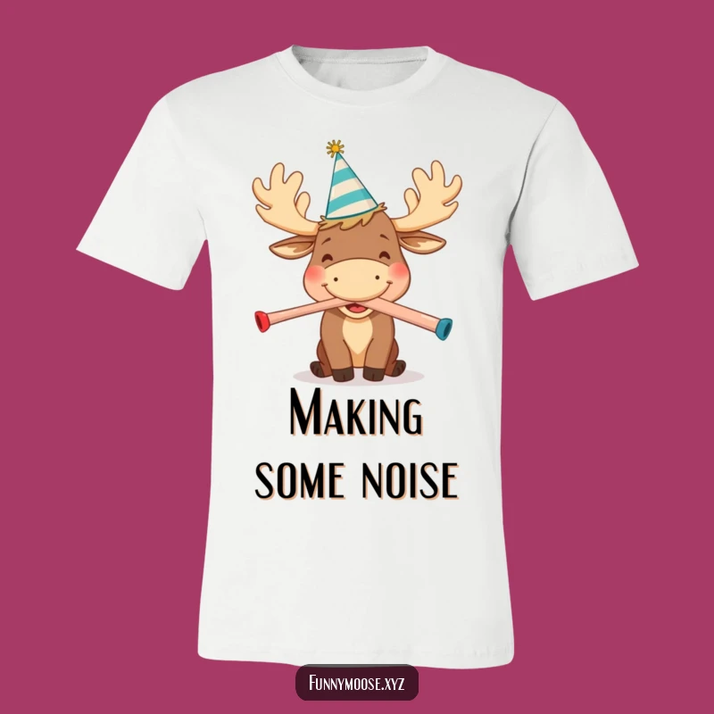 Funny Moose T-Shirt: Party Hat Kazoo Blow for Festive Fun Gift