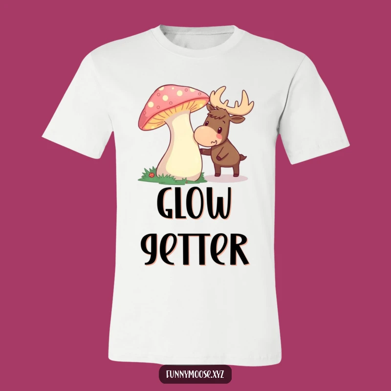 Funny Curious Moose Mushroom T-Shirt - Enchanted Forest Explorer Tee, Ideal Funny Gift!