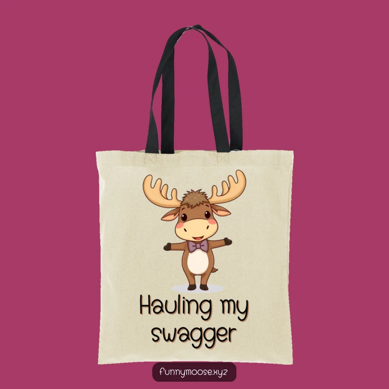Funny Giggling Moose Bowtie Tote Bag - Chic Antlered Moose Carryall, Perfect Funny Gift!